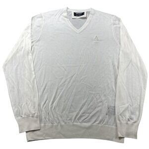 Giorgio Armani Sweater Mens 50 White Cashmere V‎ Neck Knit Lightweight Pullover